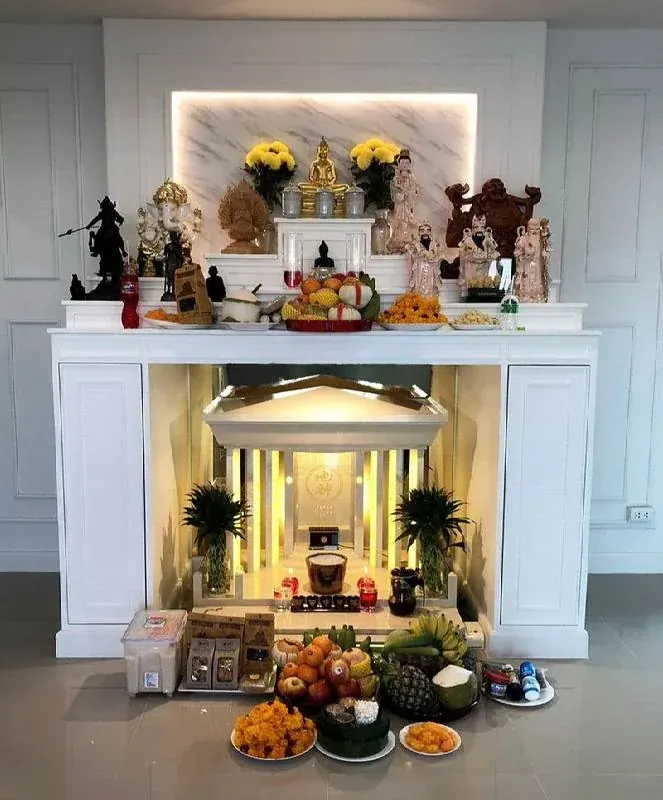 ศาลเจ้าที่จีน หินอ่อน Modern Luxury ขนาด 42 นิ้ว ตัวอย่างการติดตั้ง โดย Aviva Spirit