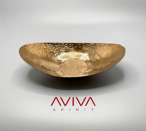 ุถาดใส่ของไหว้ ทรงเงินจีน เหมือนเหรียญจีนโบราณ สี Titanium Gold เป็นเอกลักษณ์ ของแบรนด์ Aviva Spirit